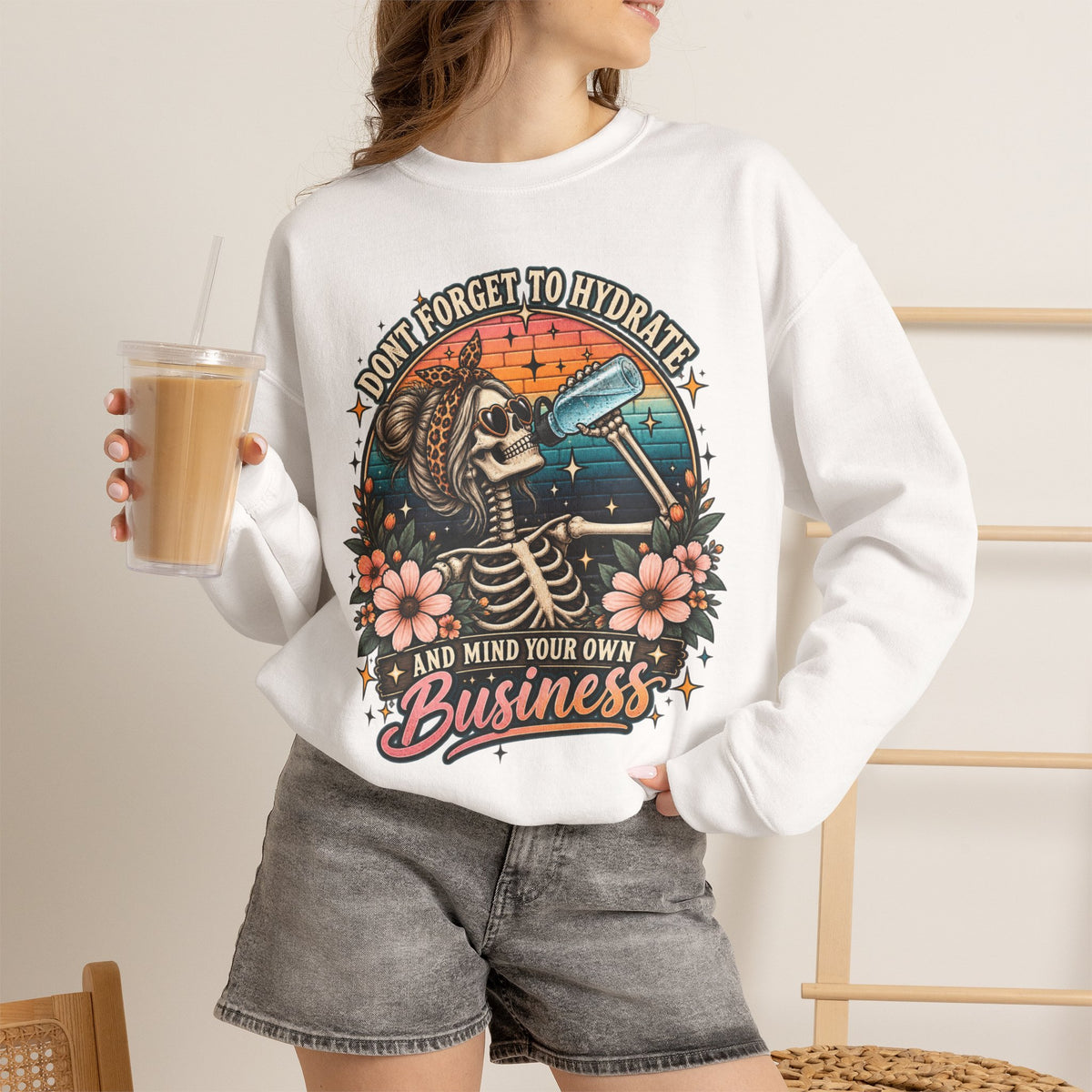 Funny Skeleton Hydrate - Crewneck Sweatshirt